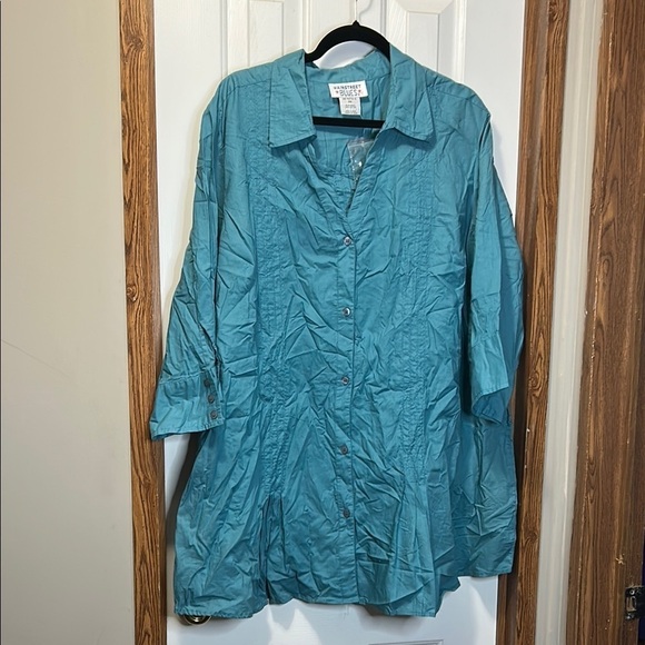 Main Street Blues Tops - Teal Button Down Shirt